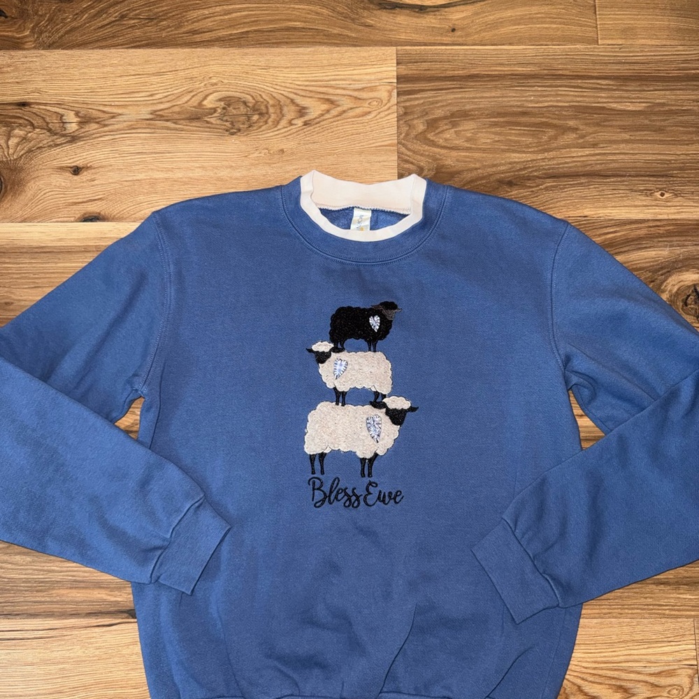 BlessEwe Blue Crewneck Men's Sweater